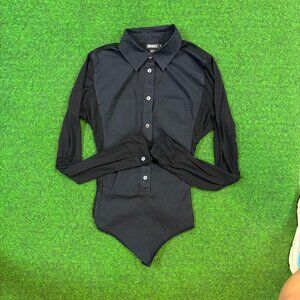 DKNY Black Button Down Body Suit Size 2
